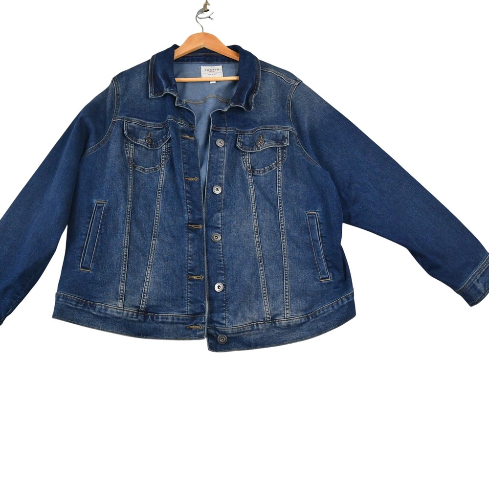 Torrid Denim Jacket Women 4 (4X) Blue Excellent First At Fit Stretch Trucker